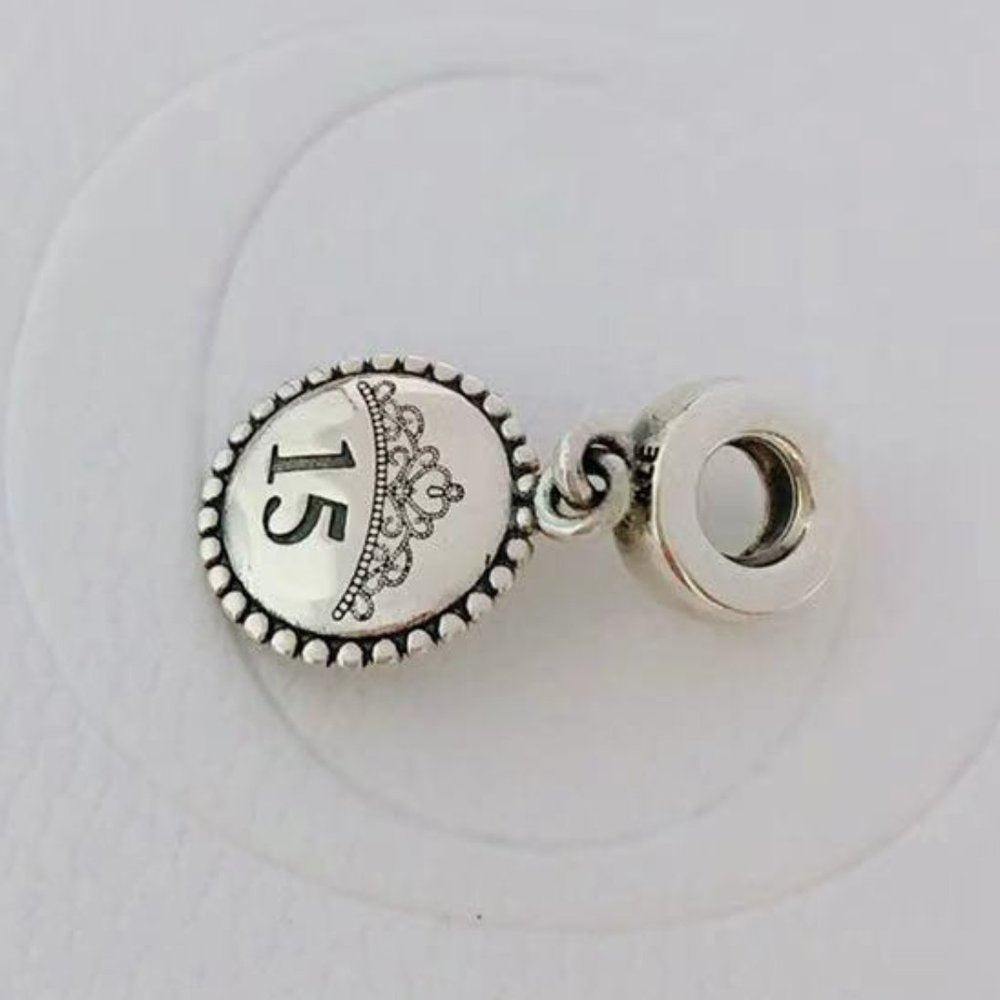 Pandora Sweet 15 Quinceanera Crown Dangle Charm Gem